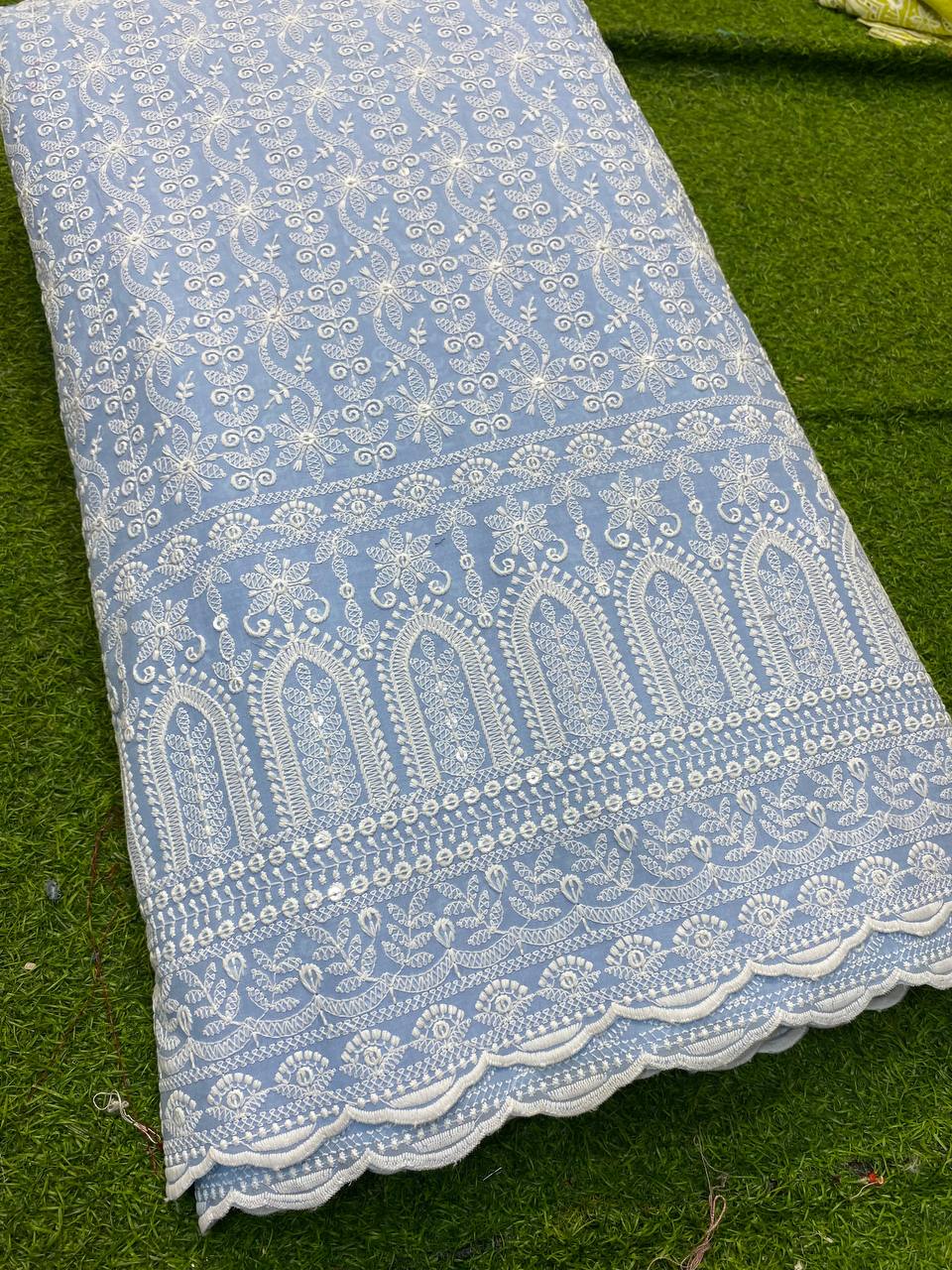 Most Premium Lakhnawi Chikankari On Pure Cotton 80*80 Fabric