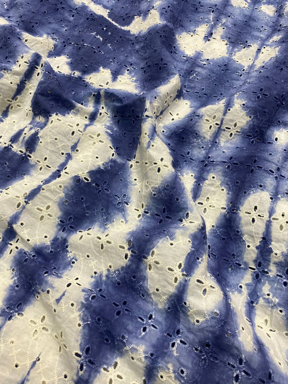 Most Premium Shibori Printed On Hakoba Chikankari Cotton Fabric - Big WIDTH!!