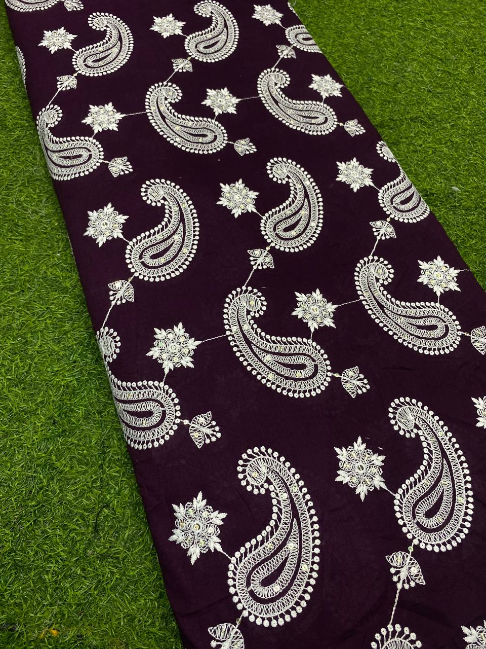 Most Premium Quality Of Pure Cotton 80*80 Fabric (Dark Wine Color)