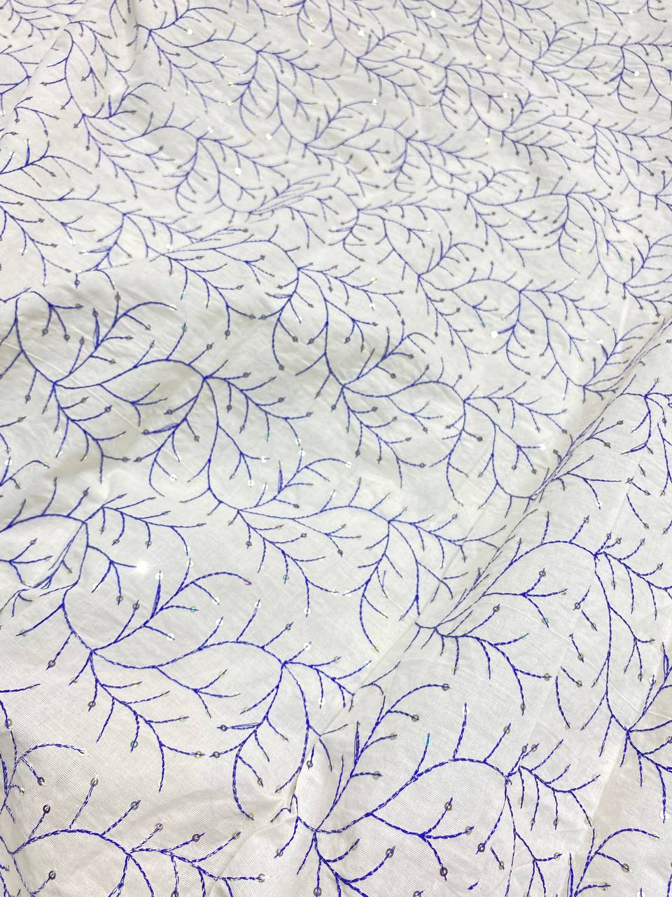 Most Premium Pure Quality Of Kora Cotton Fabric - Fine Thread Embroidery