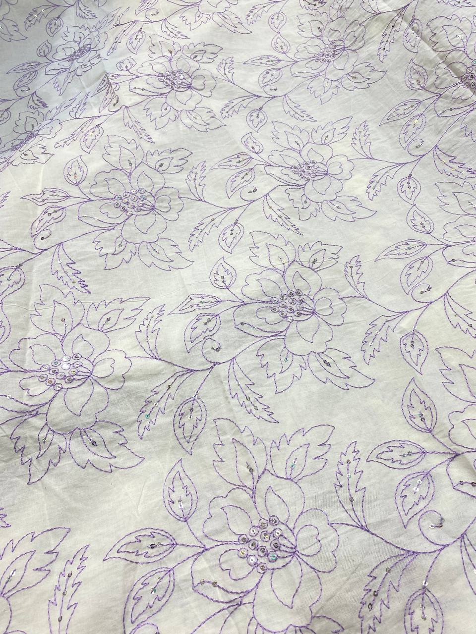 Most Premium Pure Quality Of Kora Cotton Fabric - Fine Thread Embroidery