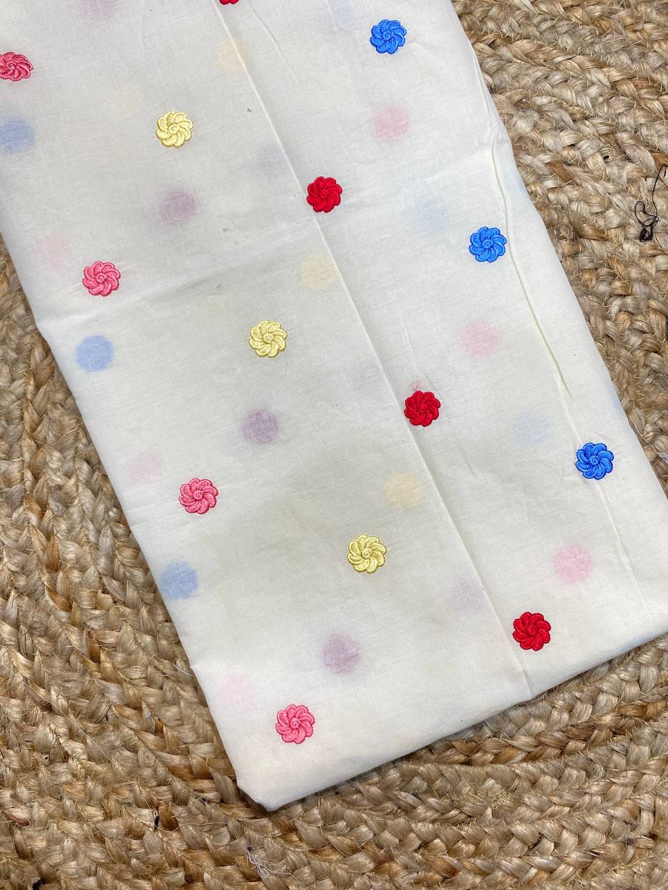 (SALE Prices) Most Premium Pure Quality Of Kora Cotton Fabric - Fine Thread Embroidery