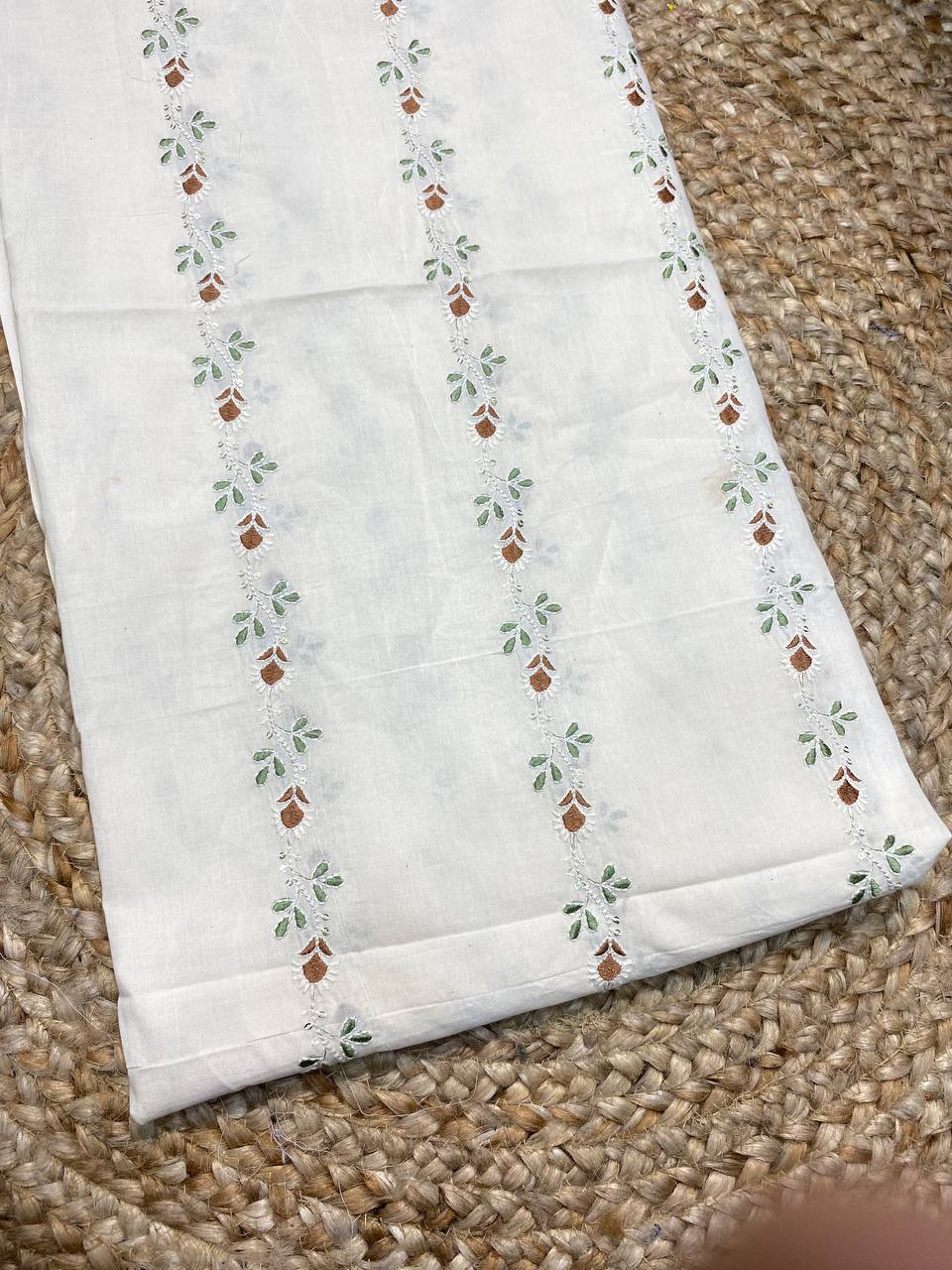 (SALE Prices) Most Premium Pure Quality Of Kora Cotton Fabric - Fine Thread Embroidery