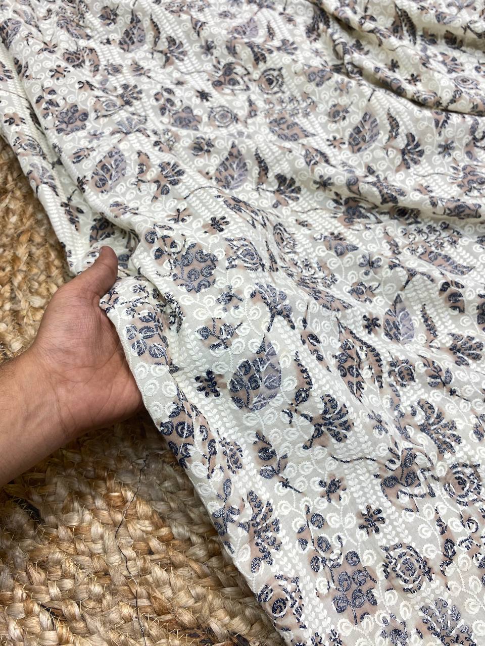 Most Premium Collection Of Pure Cotton 80*80 Fabric - With Lucknowi & Printed Work