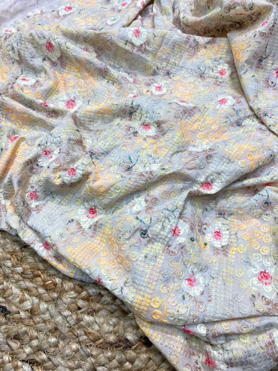 Most Premium Collection Of Pure Cotton 80*80 Fabric - With Lucknowi & Printed Work