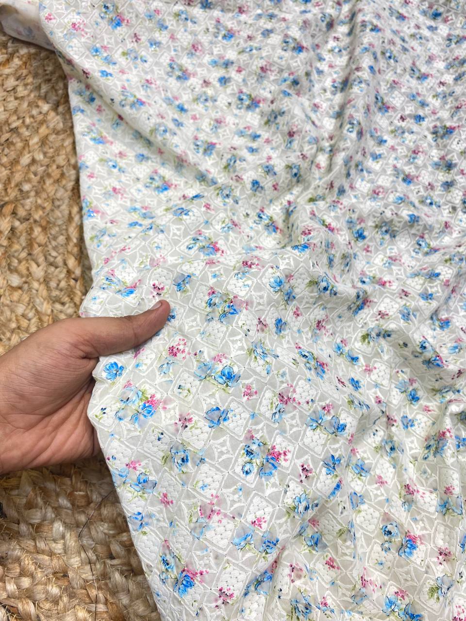 Most Premium Collection Of Pure Cotton 80*80 Fabric - With Lucknowi & Printed Work