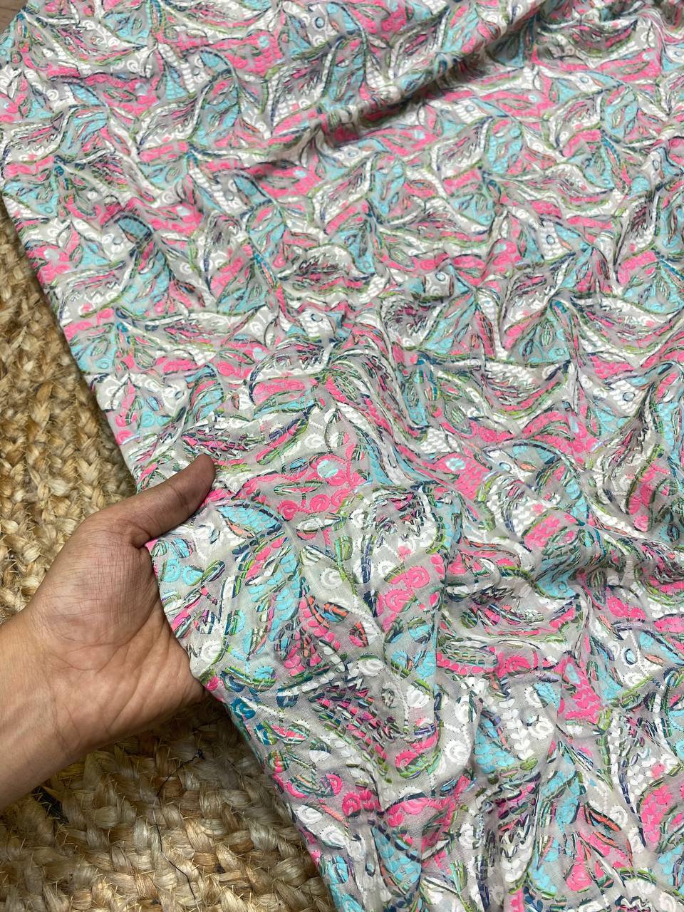 Most Premium Collection Of Pure Cotton 80*80 Fabric - With Lucknowi & Printed Work