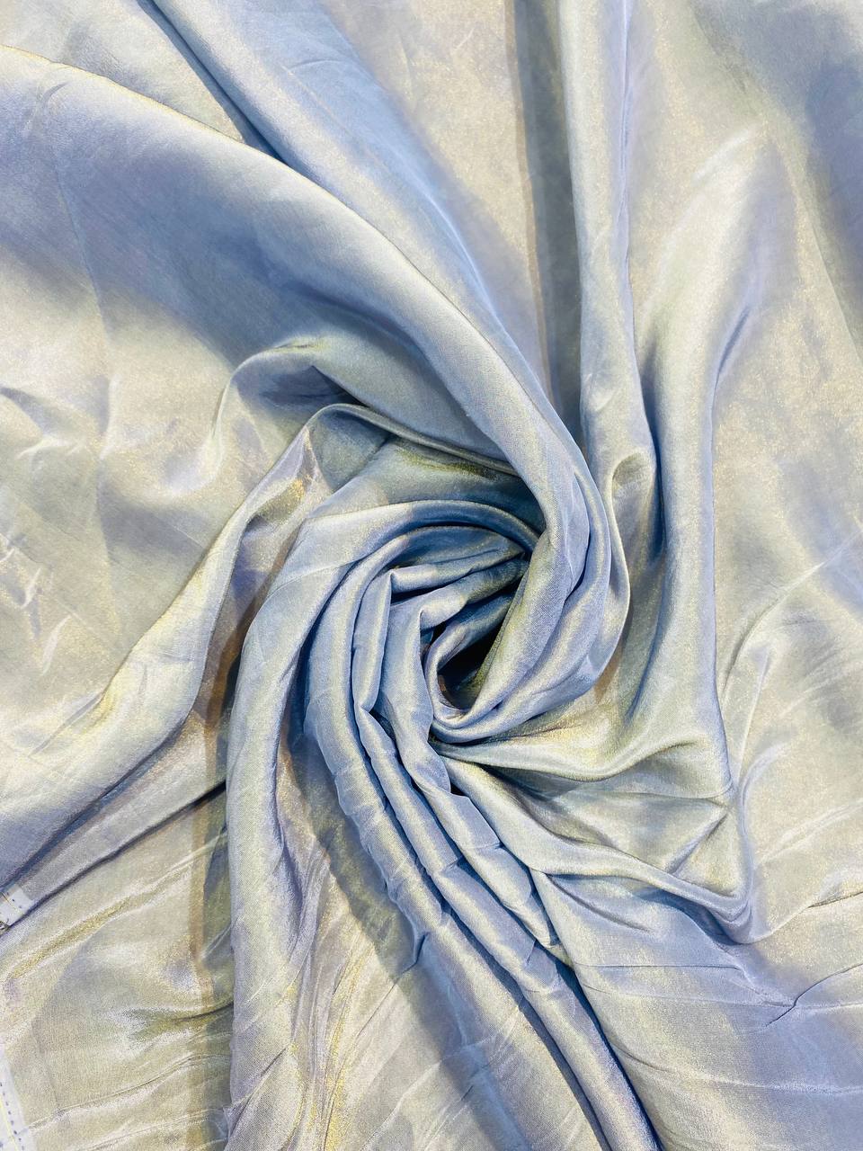 Most Premium Quality Of Kanjivaram Silk Fabric (Powder Blue Colour)