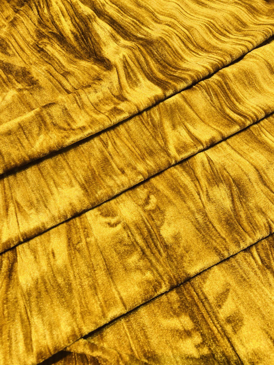 Most Premium Export Quality Korean Silk Velvet Crushed FABRIC - Big WIDTH!! (Mustard Mehndi)