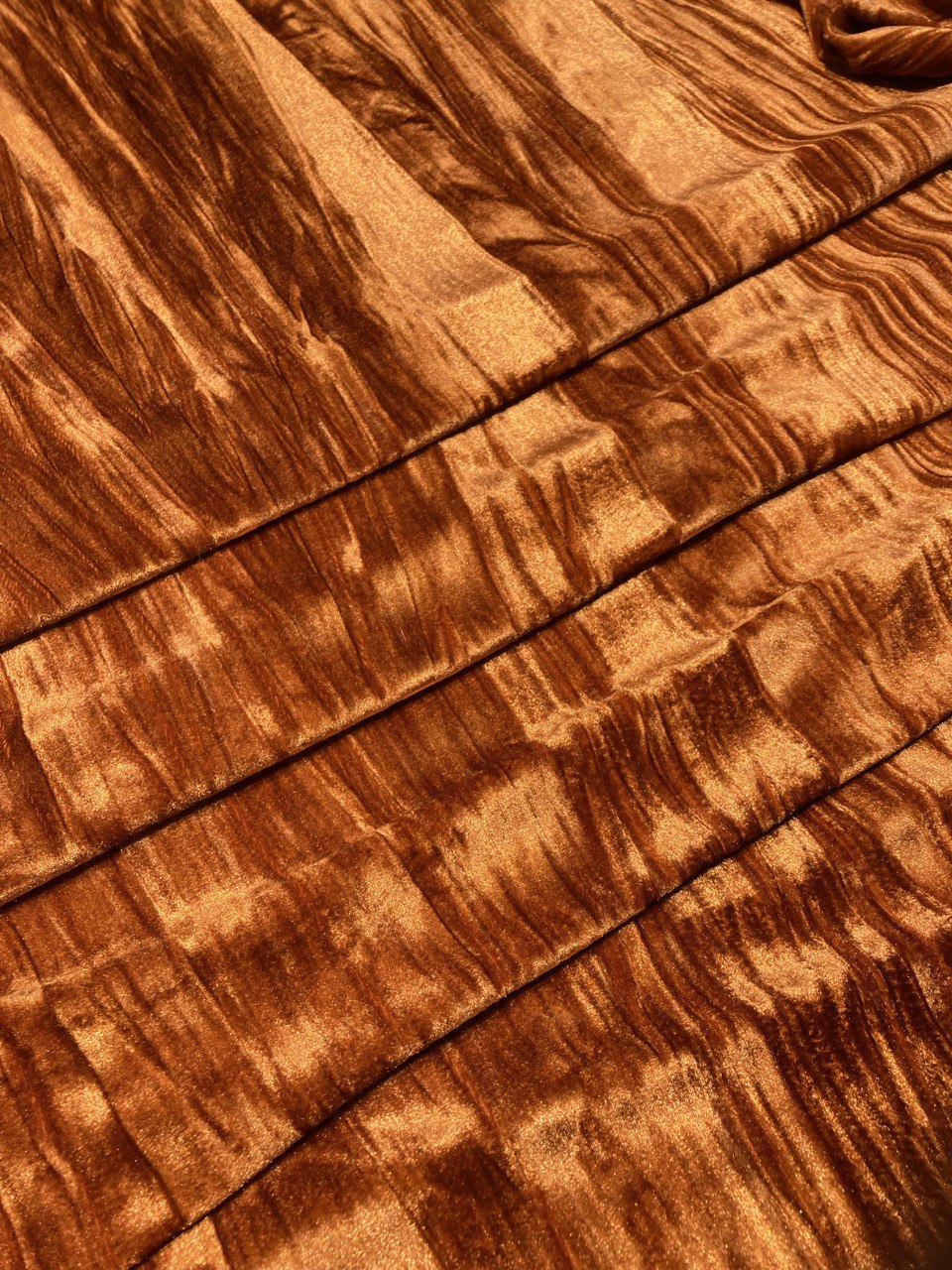 Most Premium Export Quality Korean Silk Velvet Crushed FABRIC - Big WIDTH!! (RUST)