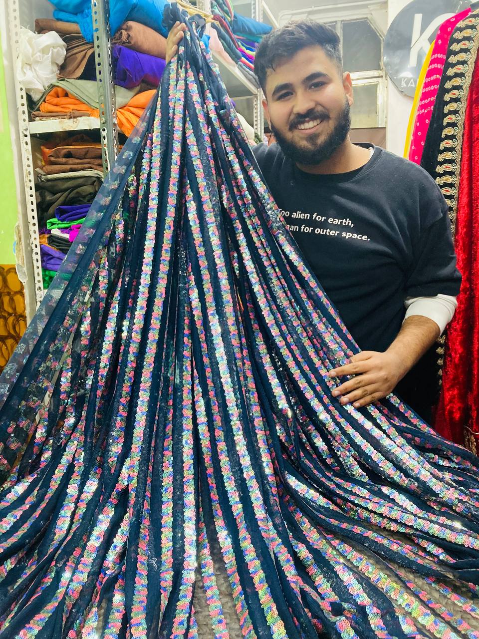 Most Premium Imported Quality Of Net Fabric Sequin Work (Big WIDTH!!)