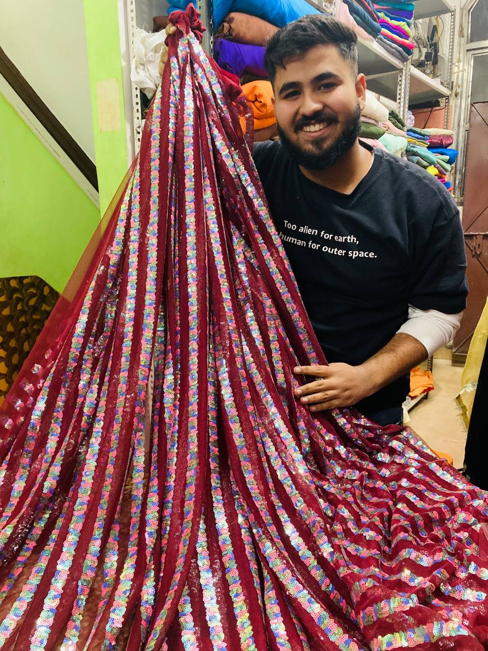 Most Premium Imported Quality Of Net Fabric Sequin Work (Big WIDTH!!)