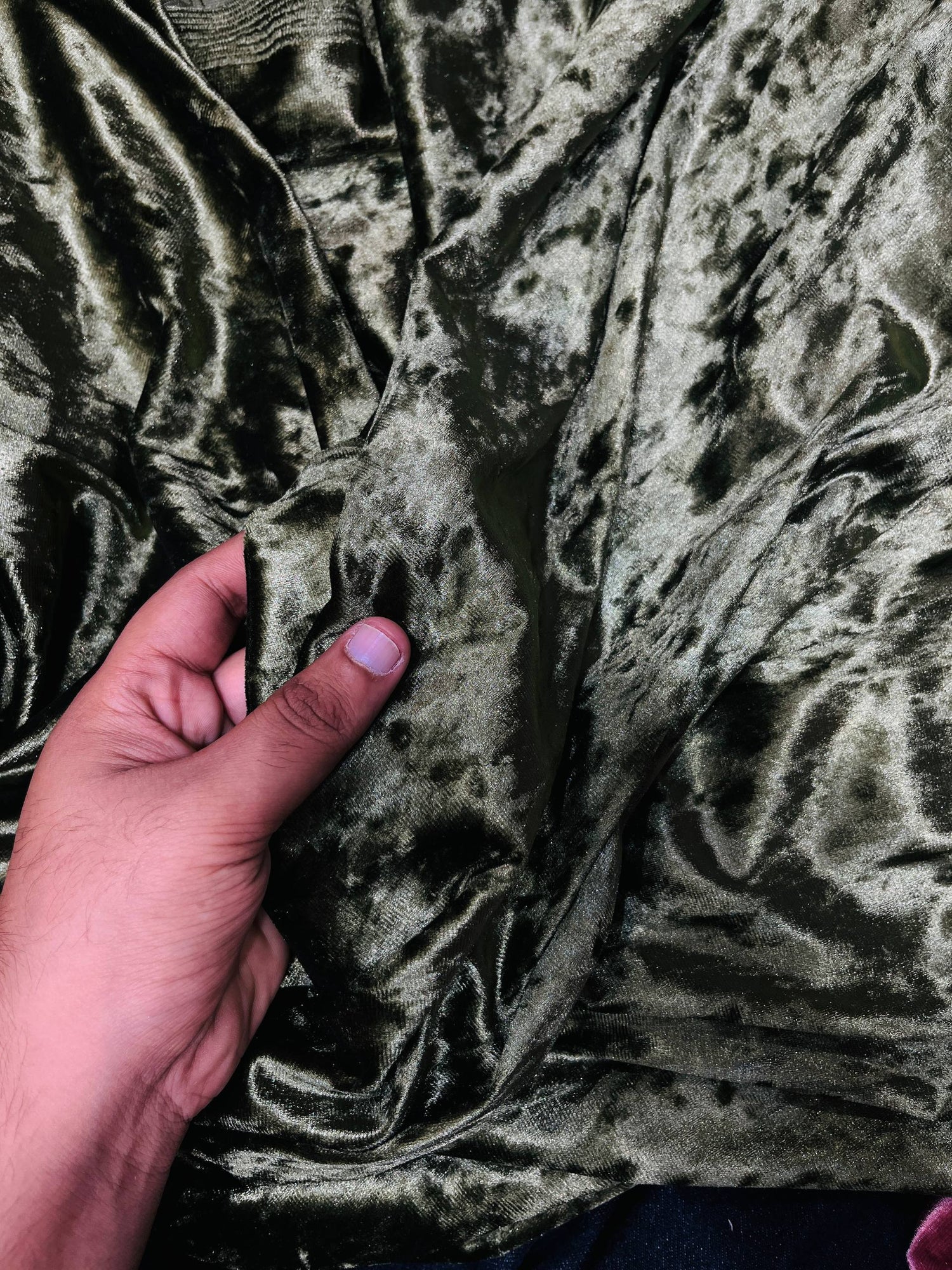 Premium Pure Imported ICE Velvet FABRIC (Big Width!!) Mehndi Green Color