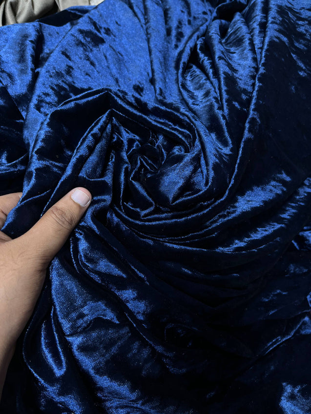 Premium Pure Imported ICE Velvet FABRIC (Big Width!!) DARK BLUE Color