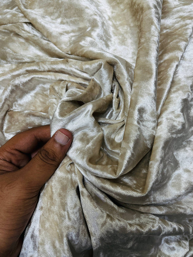 Premium Pure Imported ICE Velvet FABRIC (Big Width!!) Beige Color