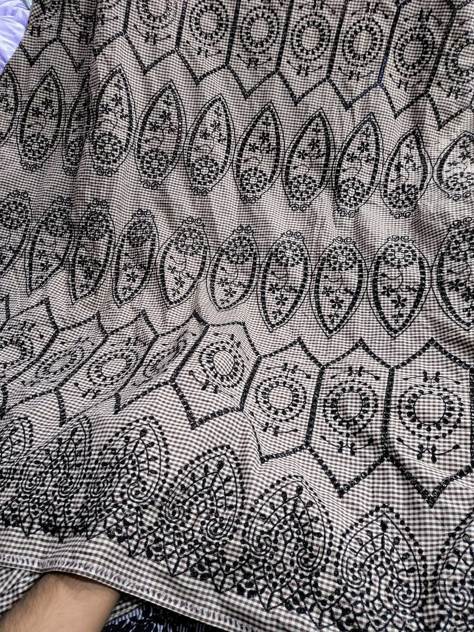 Premium Fine Hakuba Chikankari Embroidery On Pure Cotton Printed FABRIC (Big WIDTH!!)