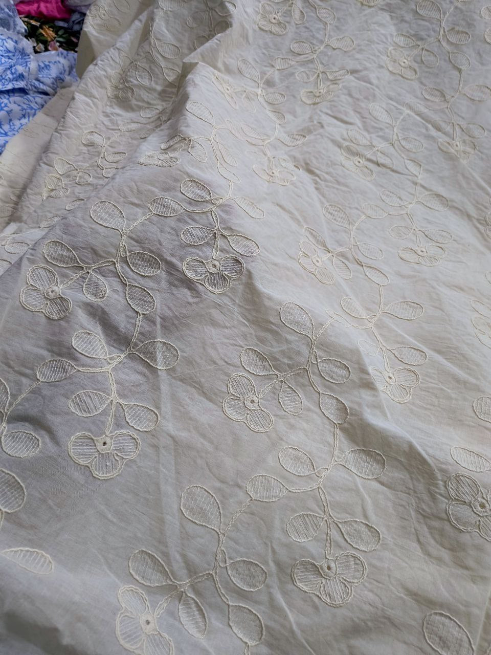 Premium Fine Dori Work Embroidery On Pure Cotton FABRIC