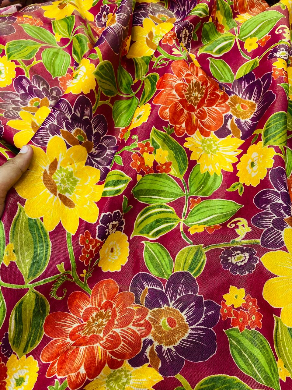 Premium Kanjivaram COSMOS Silk Fabric - DIGITAL PRINTED
