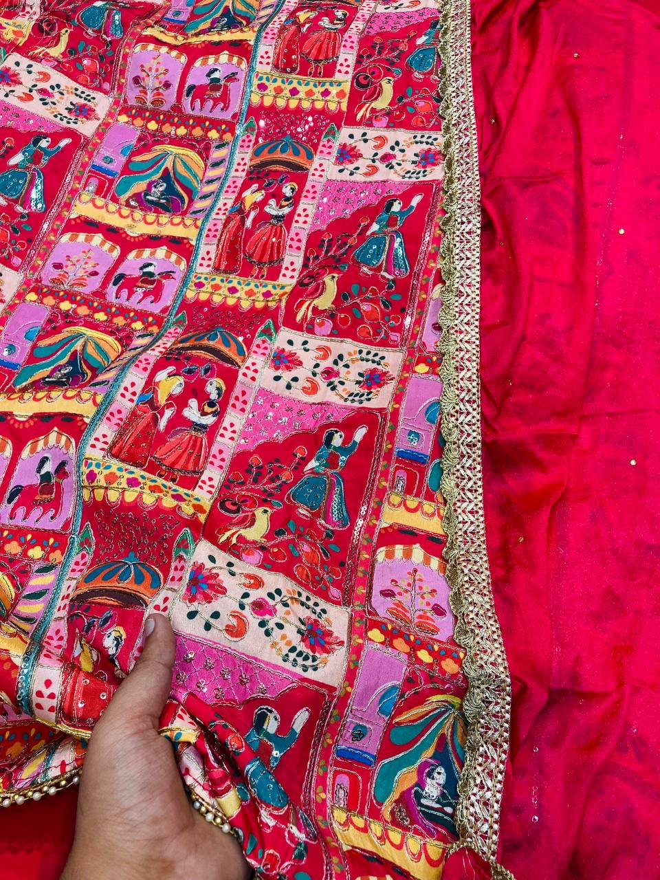 Premium Pure RAJA RANI Crepe Suit With Dupatta