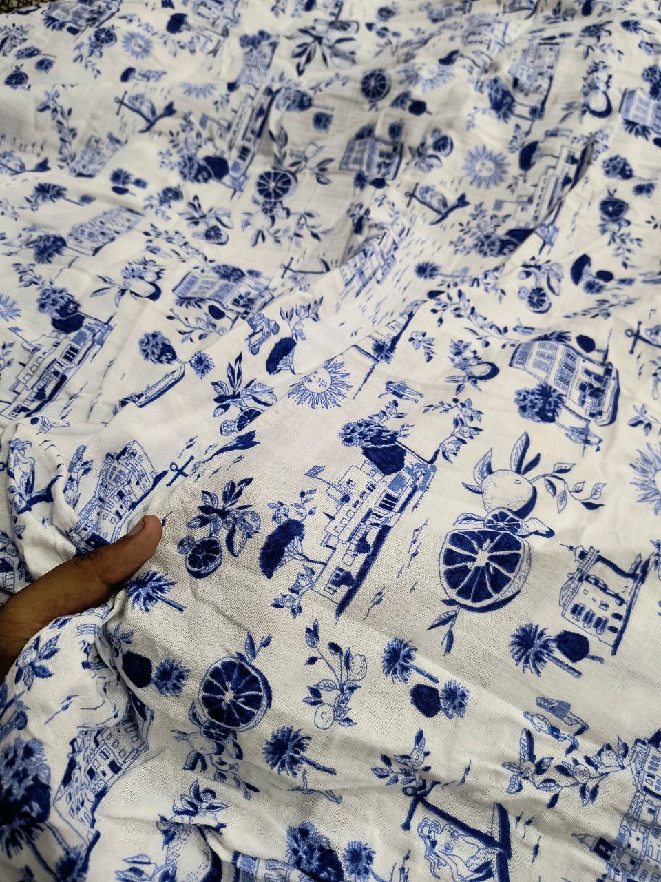 Most Premium Pure Double Cloth Cotton PRINTED FABRIC (Big WIDTH!!)