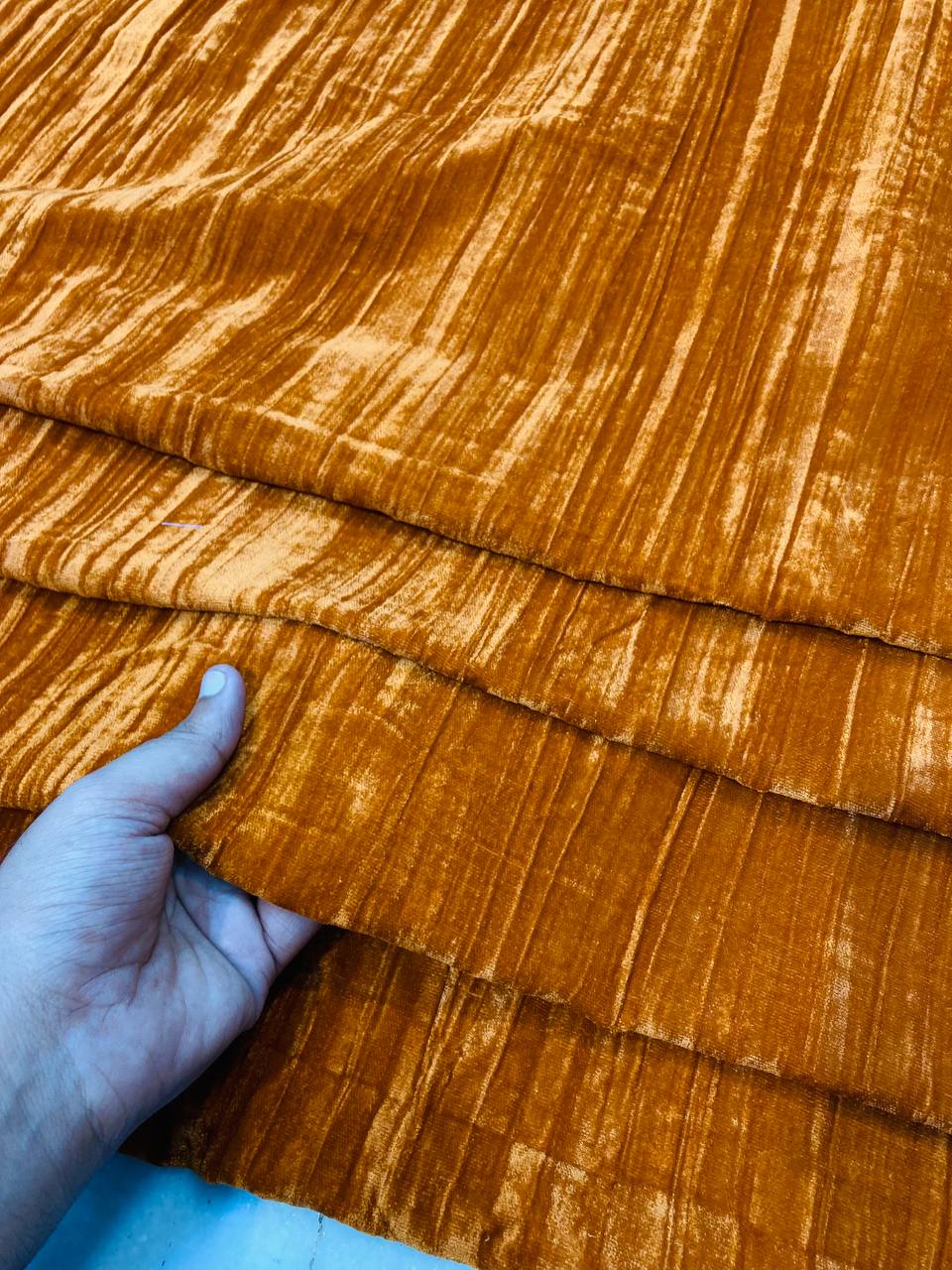 Premium Imported Crushed Velvet 9000 FABRIC - Camel Brown