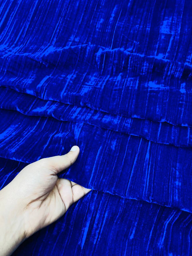 Premium Imported Crushed Velvet 9000 FABRIC - Royal BLUE