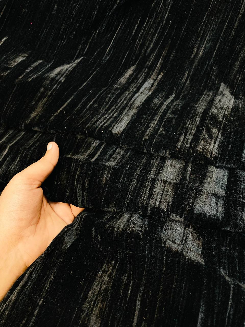 Premium Imported Crushed Velvet 9000 FABRIC - BLACK