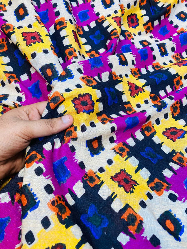 Most Premium Pure Linen Cotton PRINTED FABRIC (Big WIDTH!!)