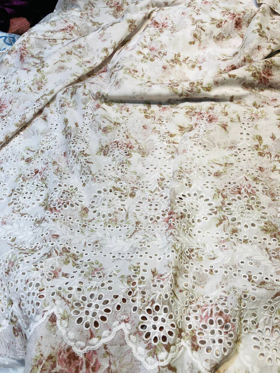 Most Premium Export Quality Of Pure Mul Cotton FABRIC With Fine Chikankari Work (Big WIDTH!!)