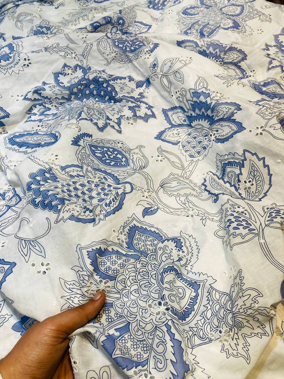 Most Premium Export Quality Of Pure Mul Cotton FABRIC With Fine Chikankari Work (Big WIDTH!!)