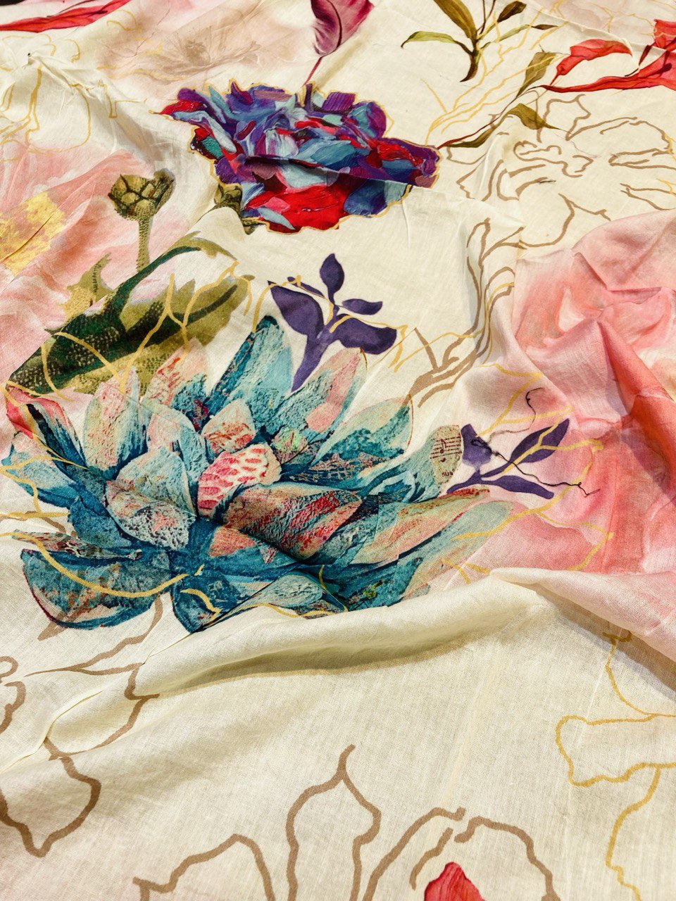 (Cut Piece SALE Fabric) Premium Pure Digital Printed FABRIC (Cut SIZE: 0.90 Meter)