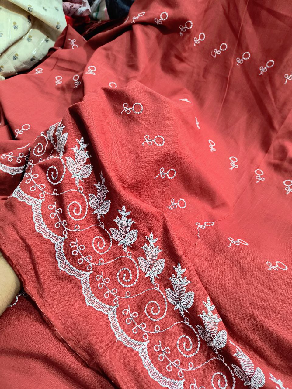 Most Premium Fine Thread Embroidery On Pure LINEN FABRIC (Big WIDTH!!)