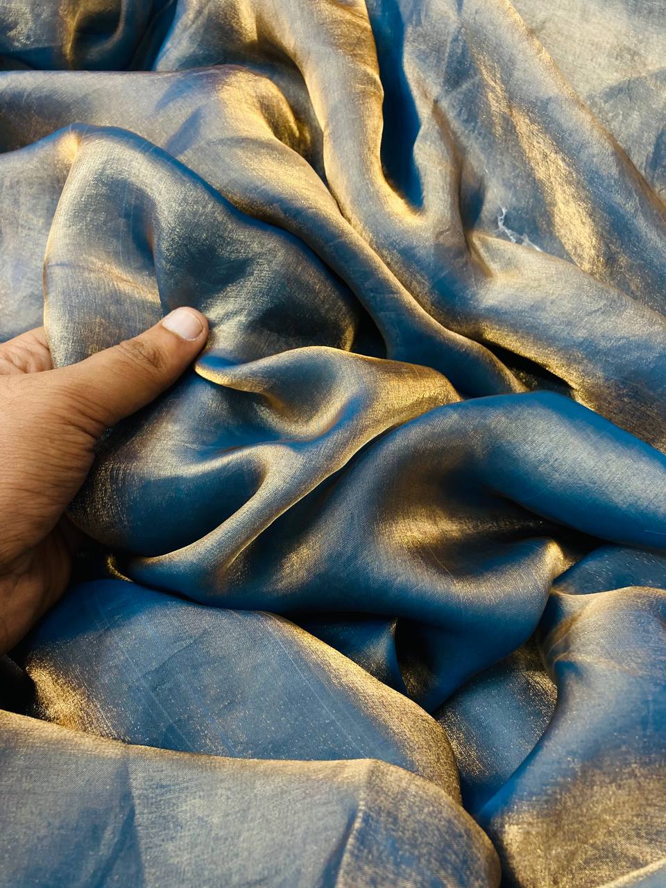 Premium Pure Jimmy Choo. Organza FABRIC (Greyish BLUE)