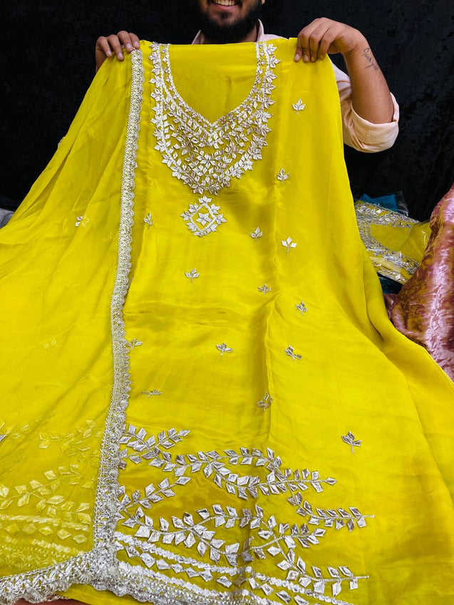 Premium Pure 3D Gota Patti Suit With Dupatta