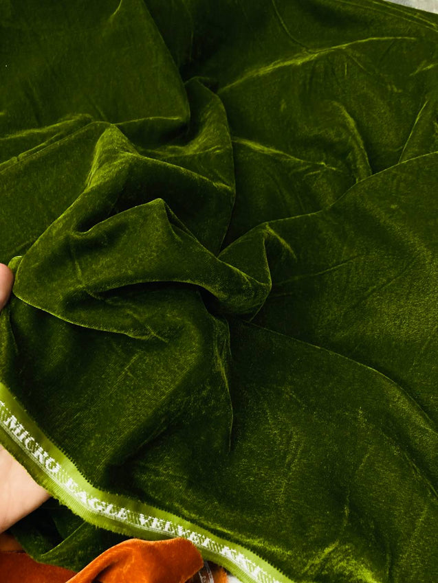 Premium Pure Velvet 9000 FABRIC (Complete 5 Meter FABRIC) -  MEHNDI