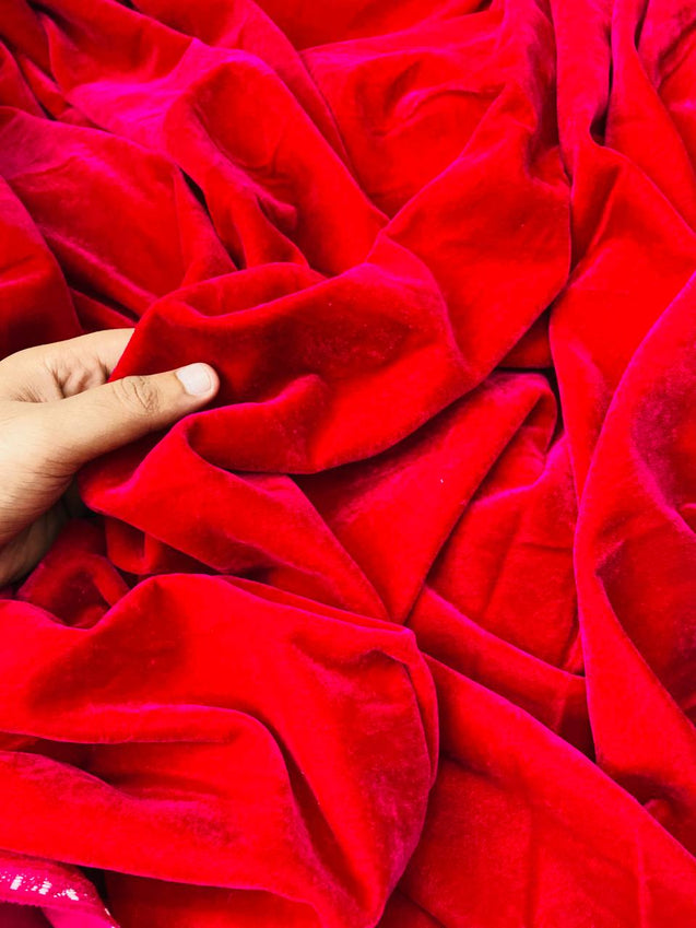 Premium Pure Velvet 9000 FABRIC (Complete 5 Meter FABRIC) -  RANI PINK