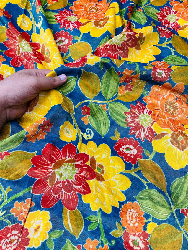 Premium Russian COSMOS Silk Fabric - DIGITAL PRINTED