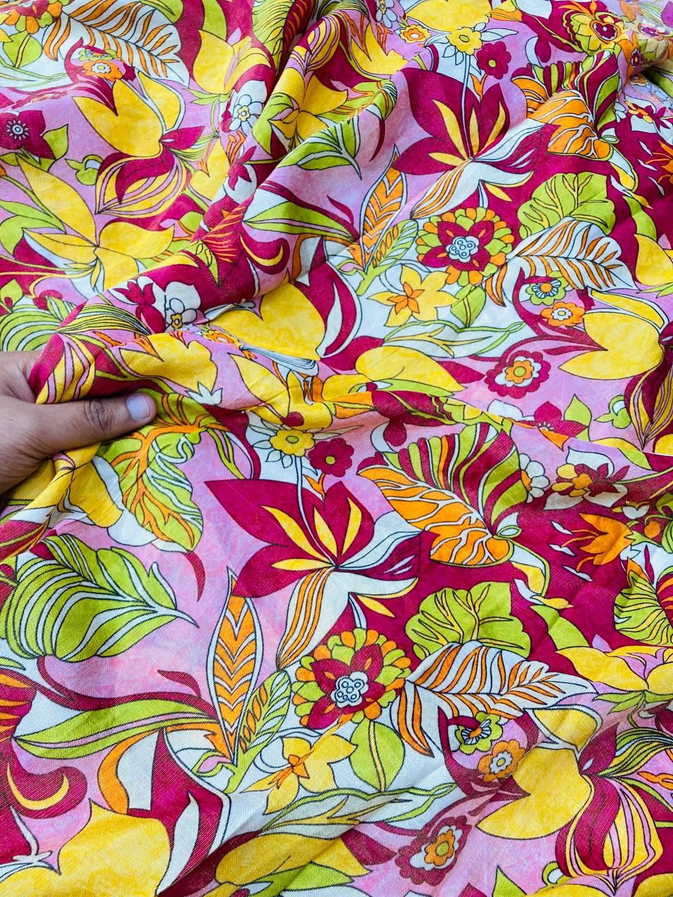 Premium Russian COSMOS Silk Fabric - DIGITAL PRINTED