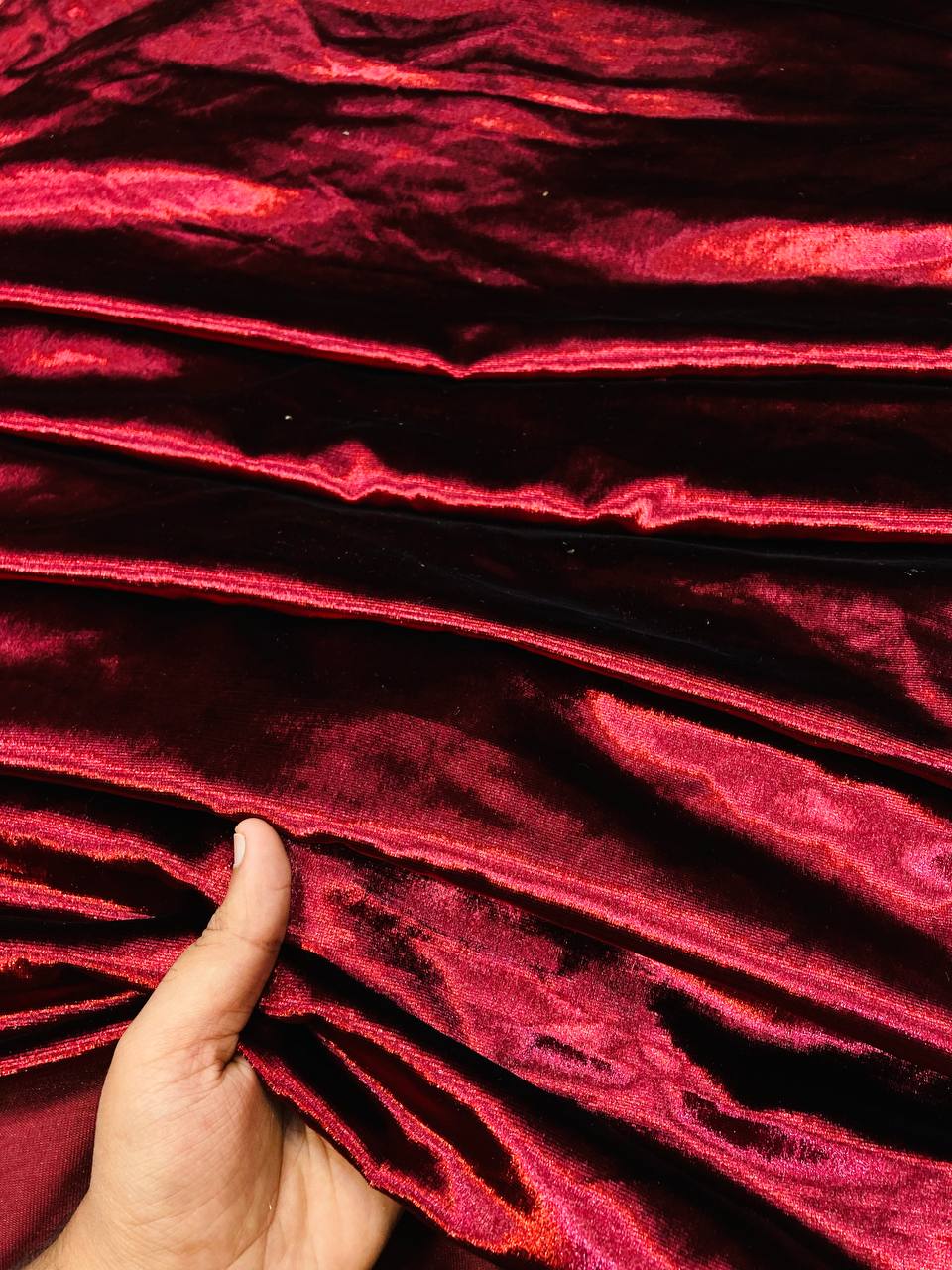 Premium Pure Imported Silk Velvet FABRIC - DARK MAROON