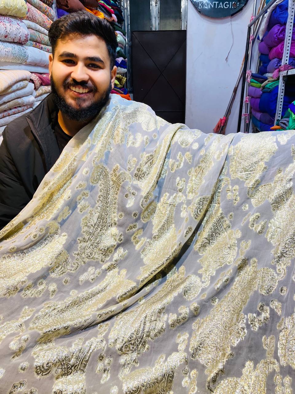 Most Premium Fine Zari Weaving On Pure Vicose Georgette FABRIC (DYEABLE)