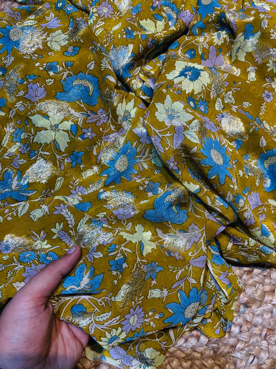 Most Premium Fine Zari Weaving On Pure Vicose Georgette FABRIC