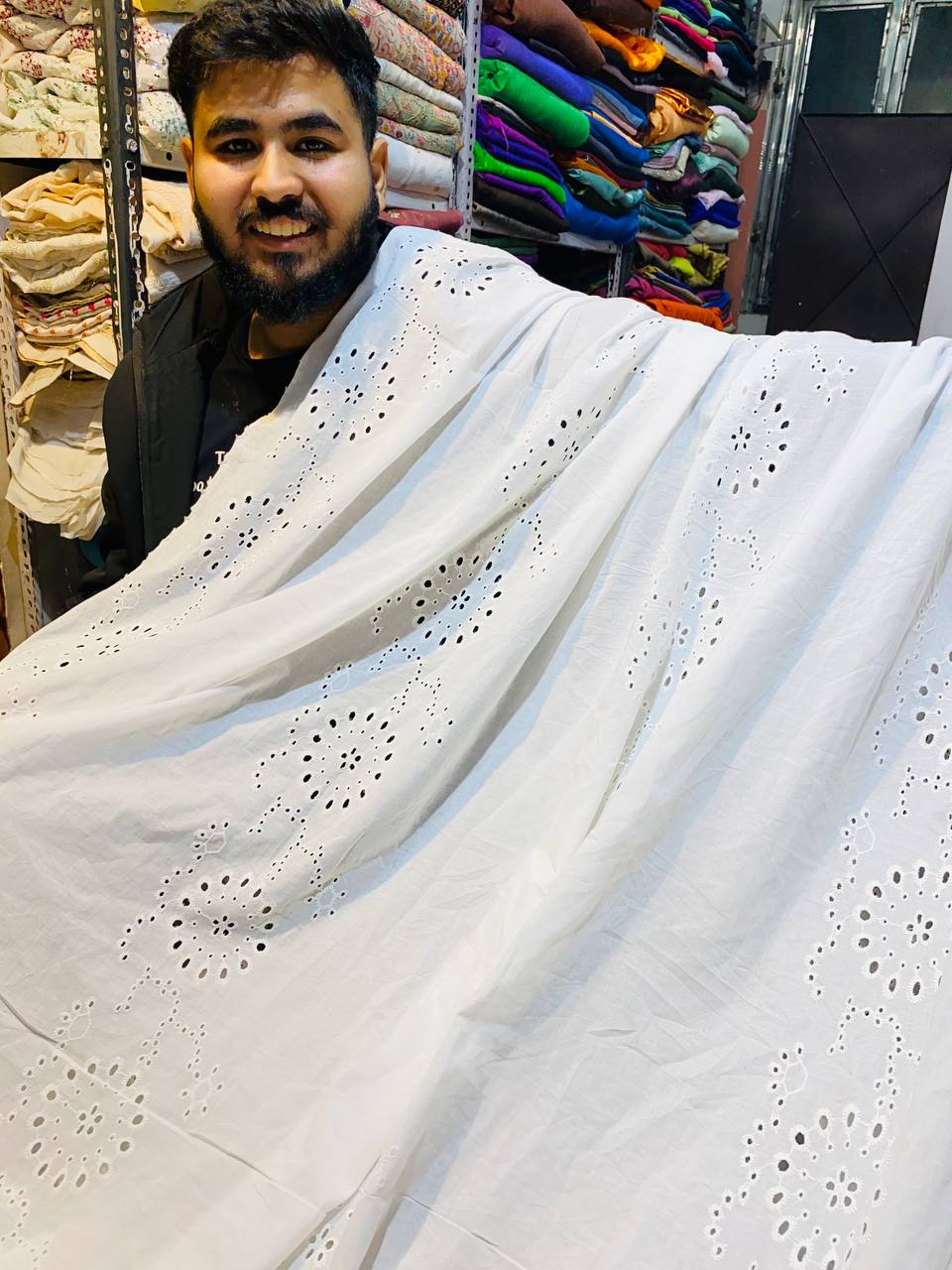 Most Premium Export Quality Of Pure Cotton FABRIC With Fine Chikankari Work (Big WIDTH!!) (DYEABLE)