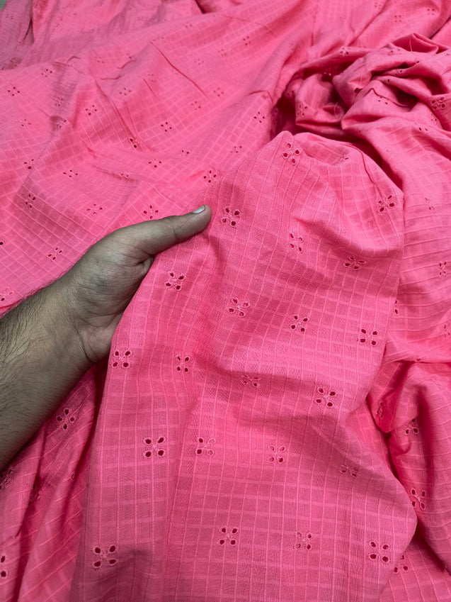 Most Premium Pure Dobby With Hakuba Chikankari Work On Cotton FABRIC (Big WIDTH!!)