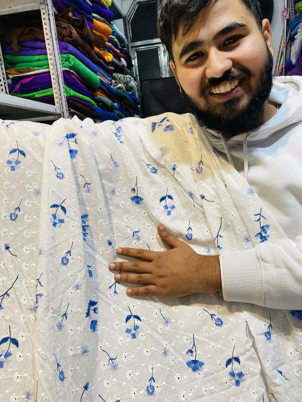 Most Premium Export Quality Of Pure Cotton Printed FABRIC With Fine Chikankari Work (Big WIDTH!!)