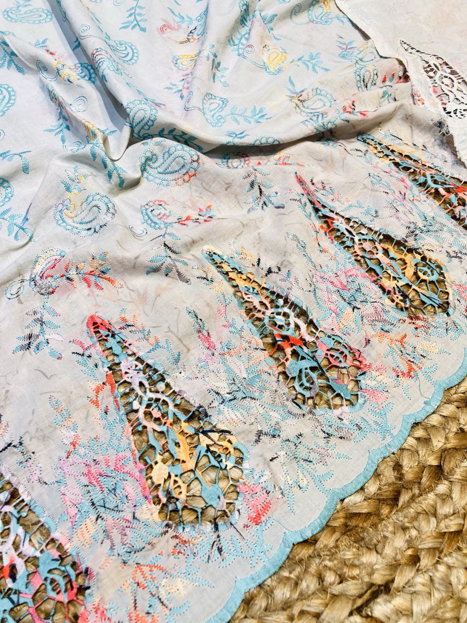 Most Premium Cotton 80*80 Lakhnawi Chikankari Applique FABRIC