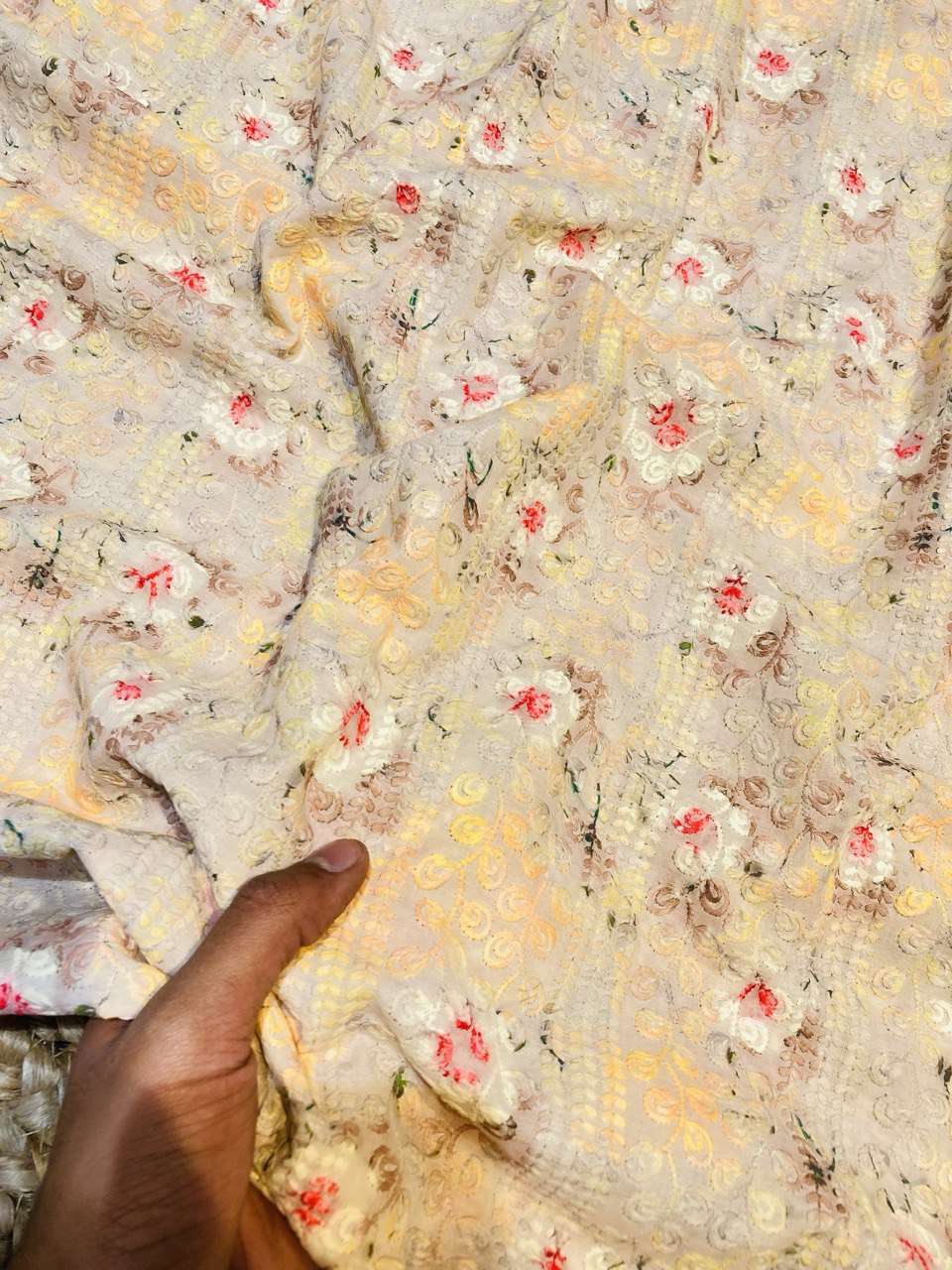 Most Premium Fine Lakhnawi Chikankari Work On Pure Cotton 80*80 FABRIC