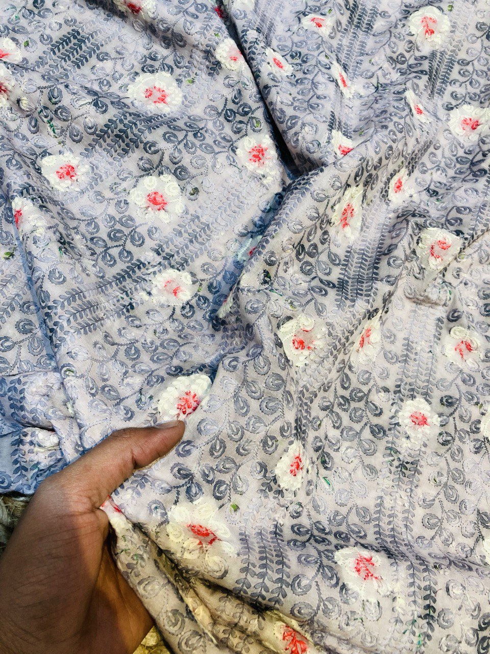 Most Premium Fine Lakhnawi Chikankari Work On Pure Cotton 80*80 FABRIC