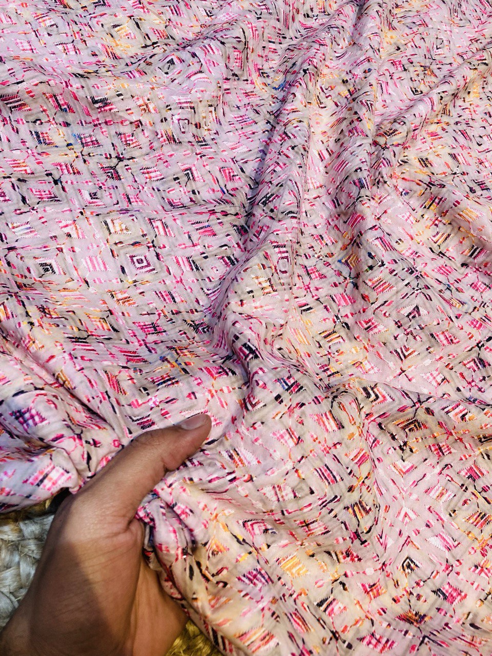 Most Premium Fine Lakhnawi Chikankari Work On Pure Cotton 80*80 FABRIC