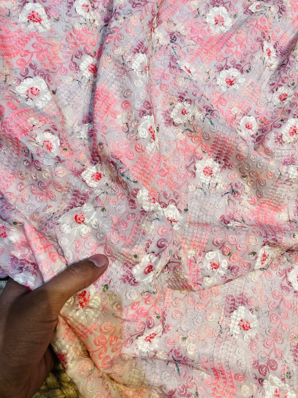 Most Premium Fine Lakhnawi Chikankari Work On Pure Cotton 80*80 FABRIC