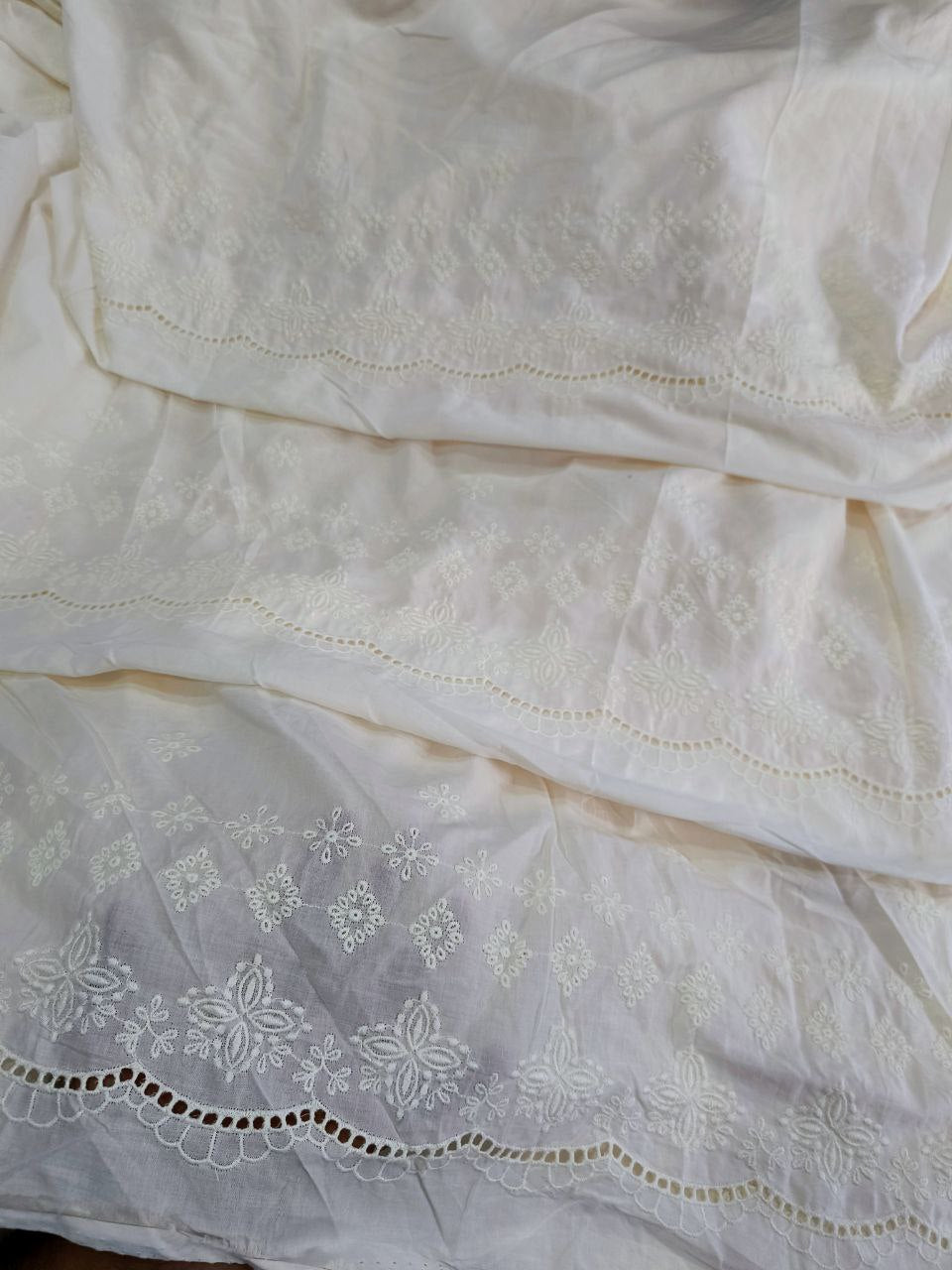 Premium Fine Hakuba Chikankari Embroidery On Pure Cotton FABRIC (Big WIDTH!!) (Dyeable Also)